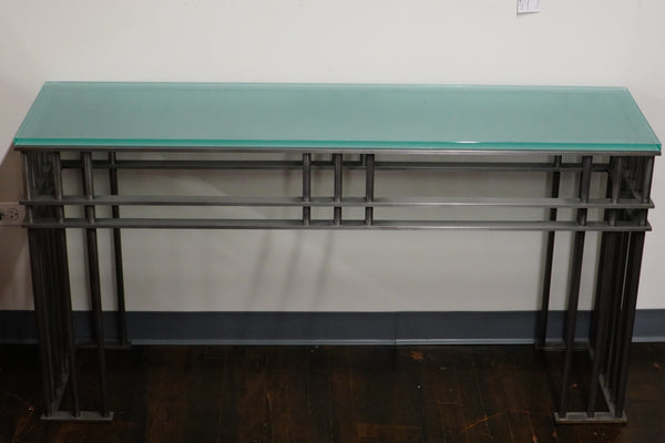 Steel and Glass Console Table in the manner of Jean Michel Wilmotte