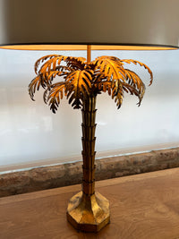Beautiful and rare pair of 1950’s Warren Kessler (attr) Gilded Palm Tree Table Lamp, Studio Sonja Milan, Chicago, IL