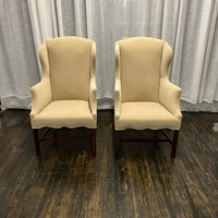 Pair of Reupholstered Mid-Century Slim Wingback Chairs, chicago, IL