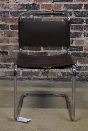 1970's Knoll Spoleto Dining Chair with original brown leather.  Great patina. There are 4 available - they are priced individually.  Chicago, Studio Sonja Milan