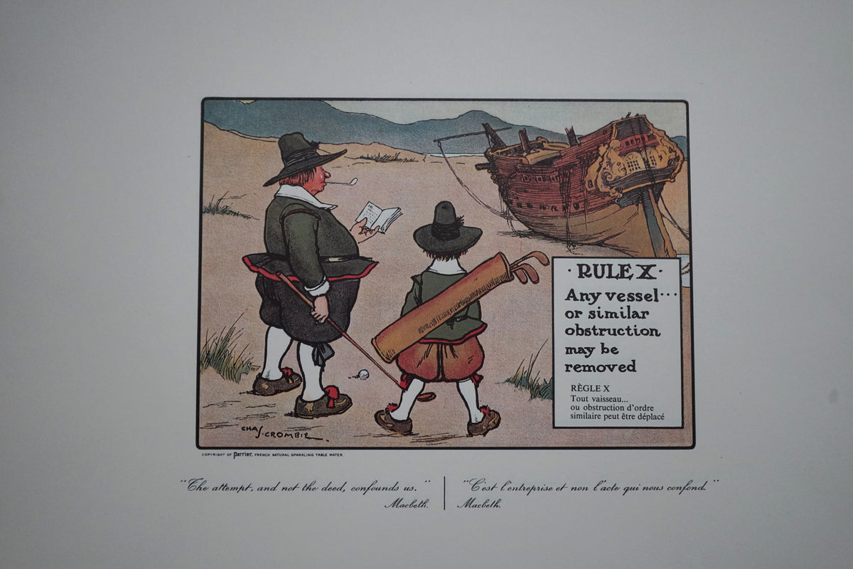 Complete Set of Charles Crombie's Rules of Golf Illustrations for Perrier (24 Prints) circa 1960