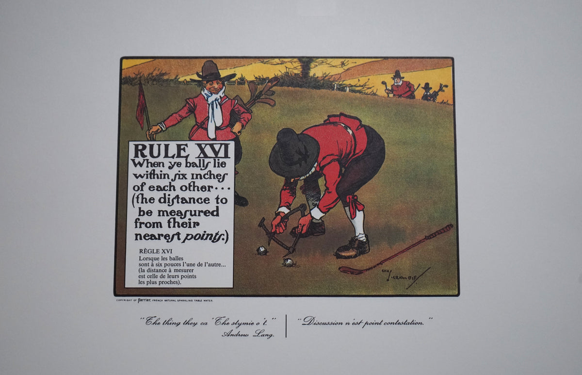 Complete Set of Charles Crombie's Rules of Golf Illustrations for Perrier (24 Prints) circa 1960