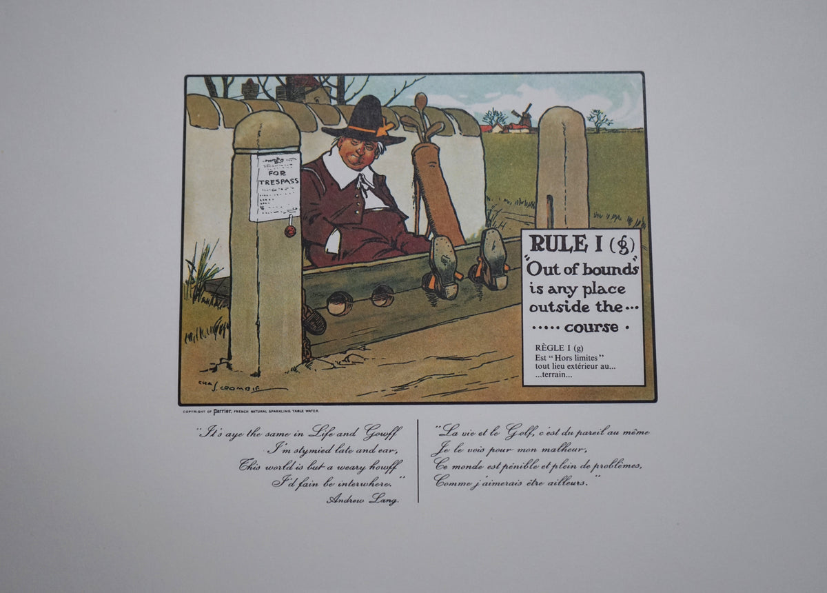 Complete Set of Charles Crombie's Rules of Golf Illustrations for Perrier (24 Prints) circa 1960