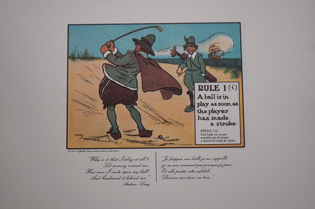 Complete Set of Charles Crombie's Rules of Golf Illustrations for Perrier (24 Prints) circa 1960