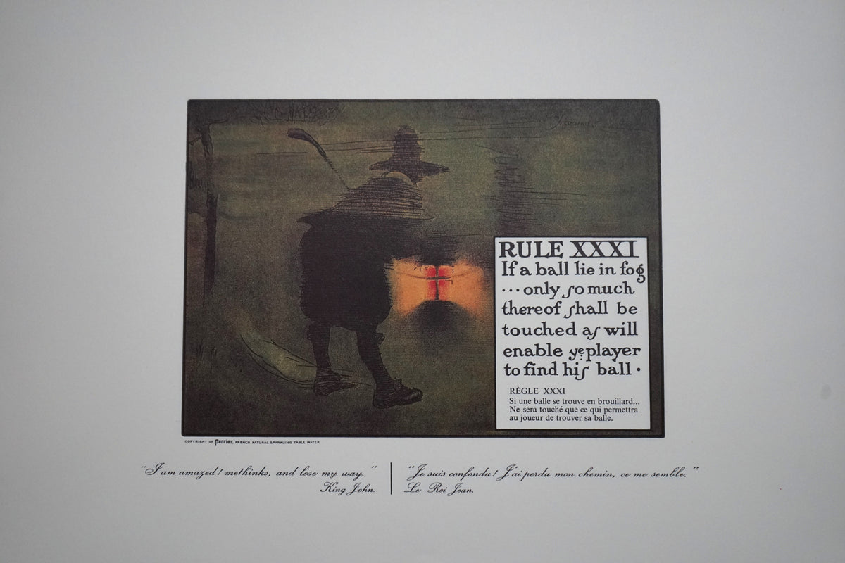 Complete Set of Charles Crombie's Rules of Golf Illustrations for Perrier (24 Prints) circa 1960