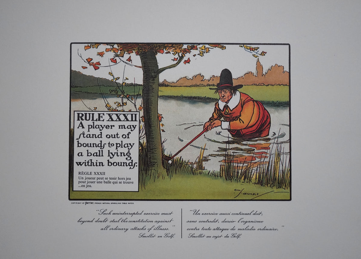 Complete Set of Charles Crombie's Rules of Golf Illustrations for Perrier (24 Prints) circa 1960