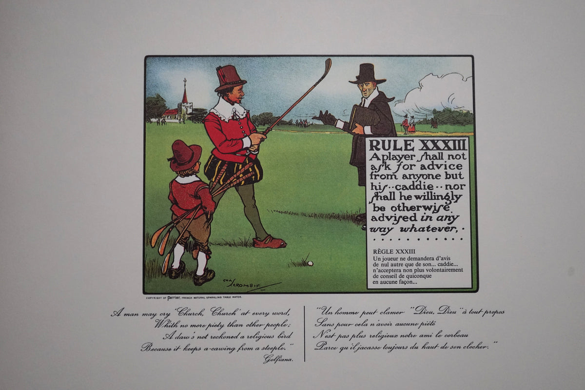 Complete Set of Charles Crombie's Rules of Golf Illustrations for Perrier (24 Prints) circa 1960