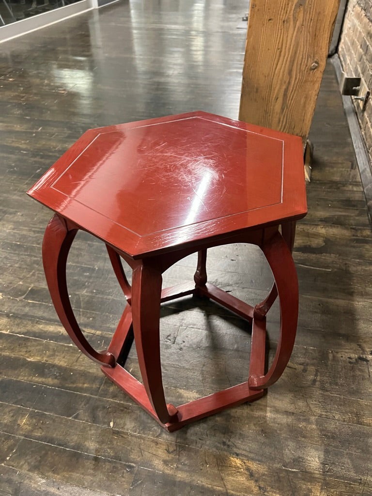 美品■USA■ベーカー■ペデスタルテーブル/花台/飾り台■最高級■Baker Baker Chinoiserie Style Red Lacquer Mid-Century Side Table