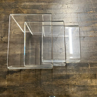 Lovely set of 3 waterfall style lucite nesting tables. They are in really good condition (some light scratches that would be expected with light use). Chicago, IL Studio Sonja Milan
