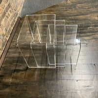 Lovely set of 3 waterfall style lucite nesting tables. They are in really good condition (some light scratches that would be expected with light use). Chicago, IL Studio Sonja Milan