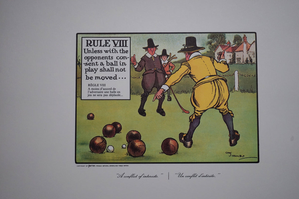 Complete Set of Charles Crombie's Rules of Golf Illustrations for Perrier (24 Prints) circa 1960
