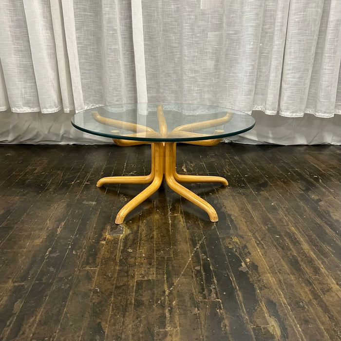 Mid-Century Bentwood Coffee Table With Glass Top, Studio Sonja Milan, Chicago, IL