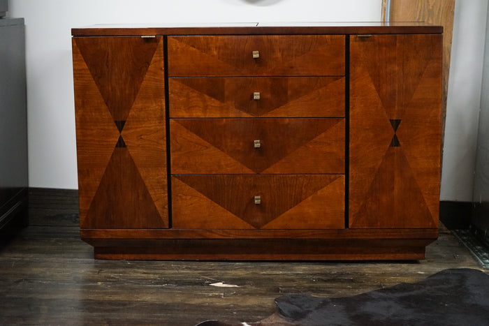 This lovely buffet/server/ bar cabinet is from Henredon's Scene 4 Collection.  Art Deco Style and lovely brass hardware