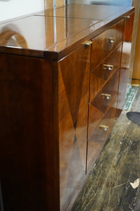 This lovely buffet/server/ bar cabinet is from Henredon's Scene 4 Collection.  Art Deco Style and lovely brass hardware
