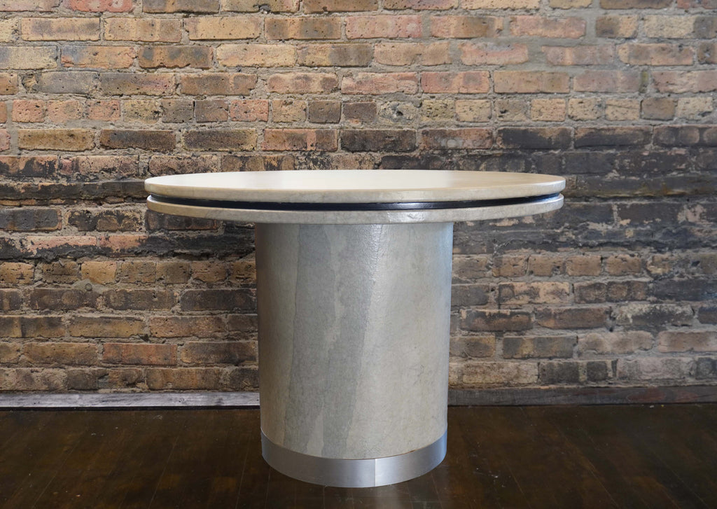 Round Pedestal Dining Table w Lacquered Rice Paper IMO Karl Springer ...