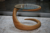 Spiral Table with Glass Top Benchmade by Hawaiian Furniture Maker Rock Cross