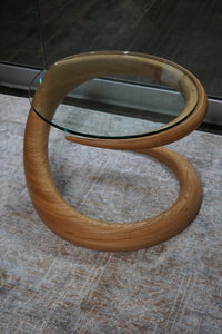 Spiral Table with Glass Top Benchmade by Hawaiian Furniture Maker Rock Cross