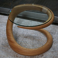 Spiral Table with Glass Top Benchmade by Hawaiian Furniture Maker Rock Cross