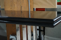 Art Deco Console Table with Chrome Base and Black Lacquer Top