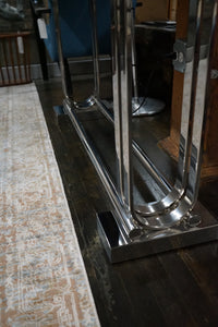 Art Deco Console Table with Chrome Base and Black Lacquer Top