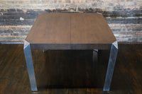 Mid-Century Modern Extendable Dining Table with Chrome Legs by Baker Furniture