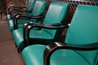 1930's Thonet bentwood lounge chair. The chair features bentwood arms and legs in black lacquer.  The chair is solidly constructed and super comfortable. 