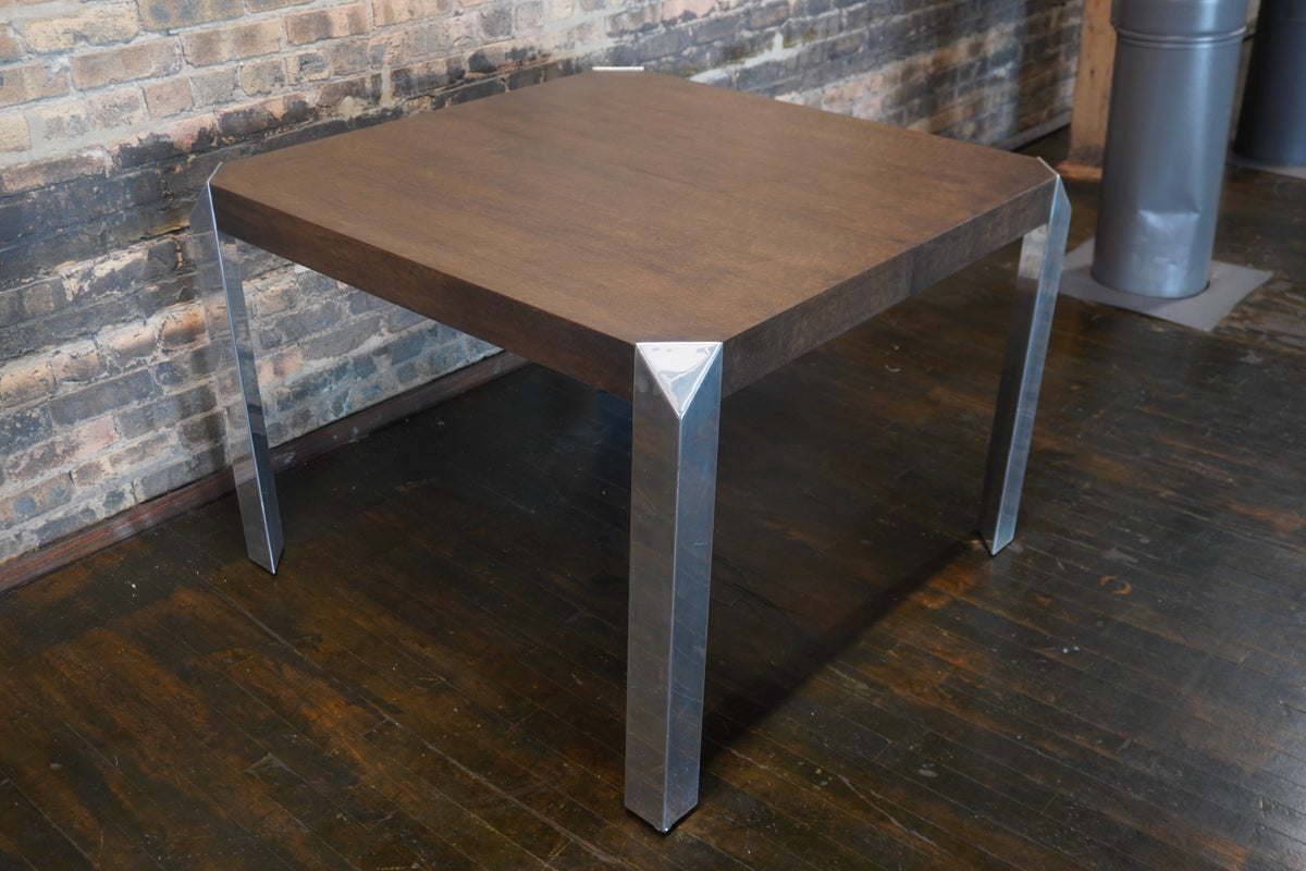 Mid-Century Modern Extendable Dining Table with Chrome Legs by Baker Furniture