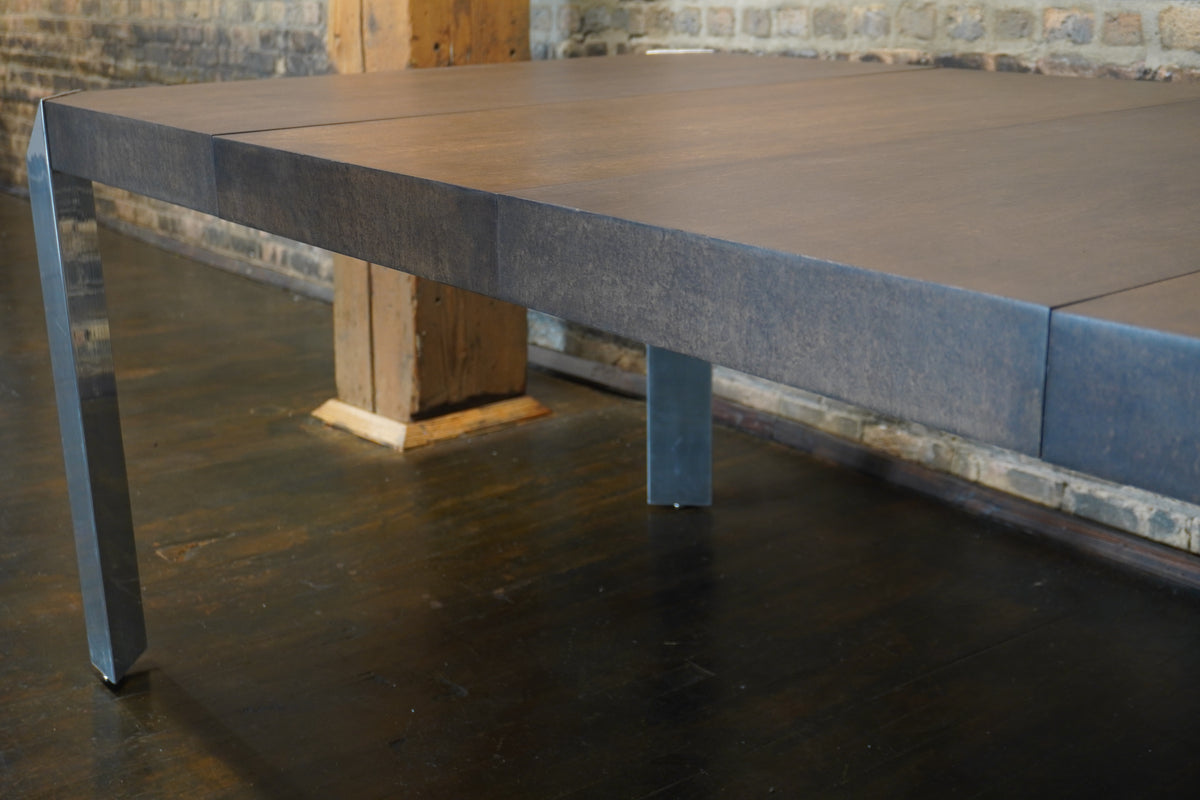 Mid-Century Modern Extendable Dining Table with Chrome Legs by Baker Furniture