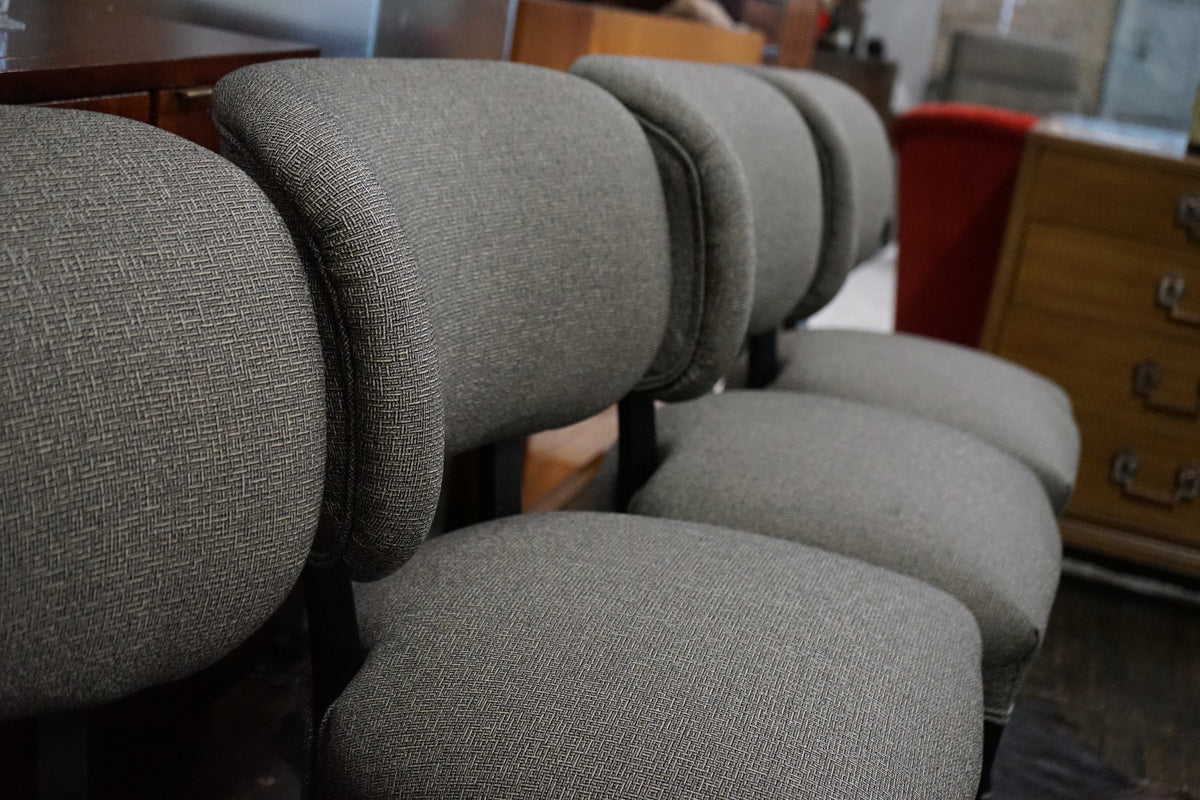 Stunning set of 4 French Art Deco dining chairs. These chairs blend the very best of art deco style; they blend elegance and modernism perfectly.