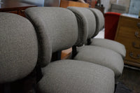 Stunning set of 4 French Art Deco dining chairs. These chairs blend the very best of art deco style; they blend elegance and modernism perfectly.
