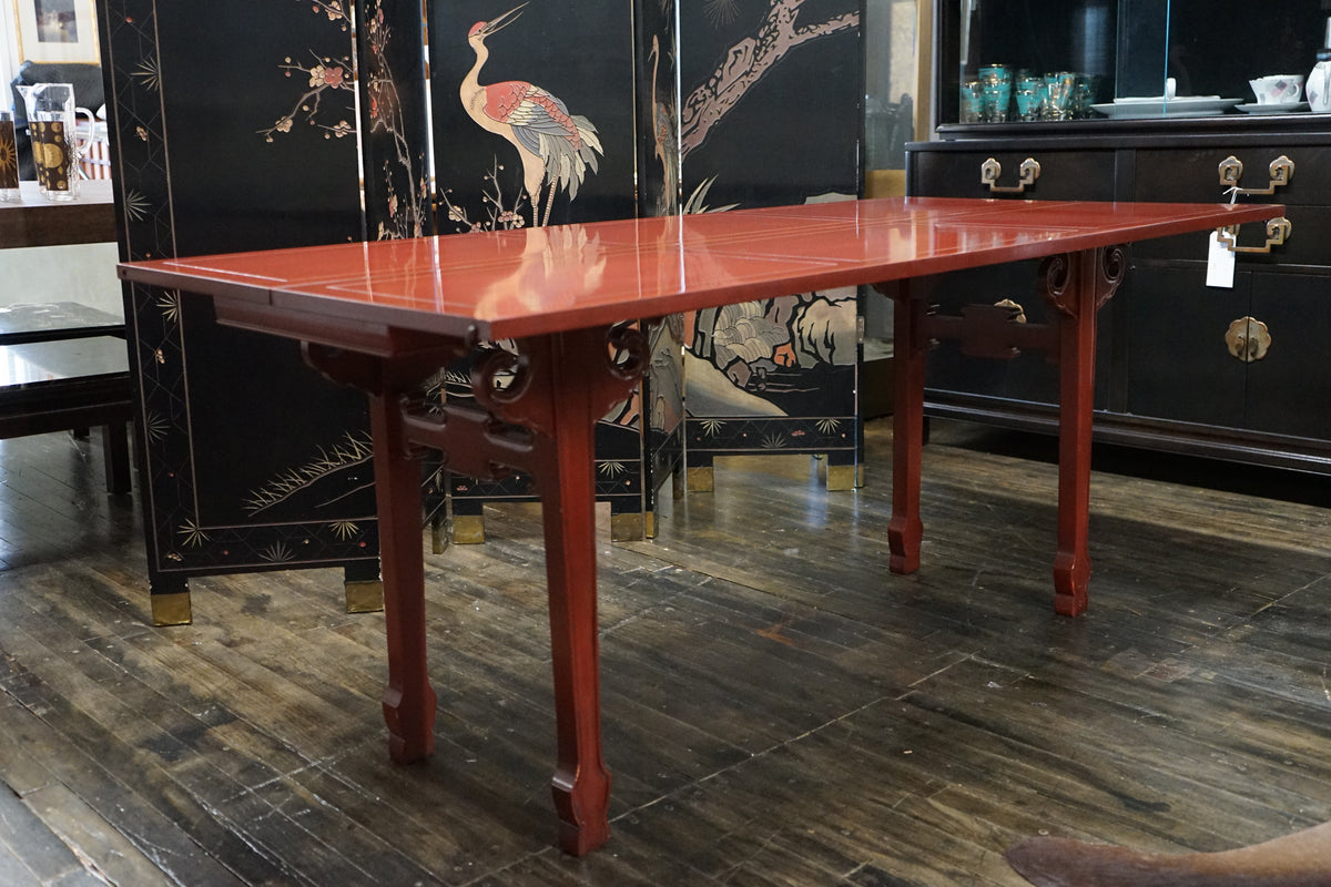Michael Taylor for Baker Far East Extendable Console Table in Oxblood Lacquer