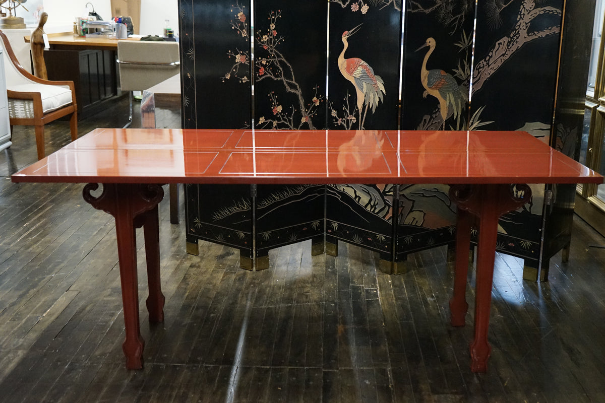 Michael Taylor for Baker Far East Extendable Console Table in Oxblood Lacquer