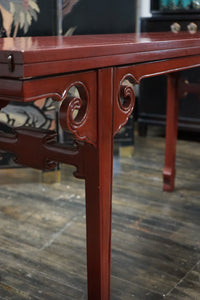 Michael Taylor for Baker Far East Extendable Console Table in Oxblood Lacquer