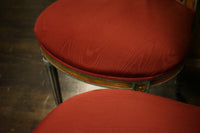 Lovely pair of Louis XVI style Montgolfiere side chairs. They are characterized by a distinctive hot air balloon-shaped backrest - or Montgolfiere. 