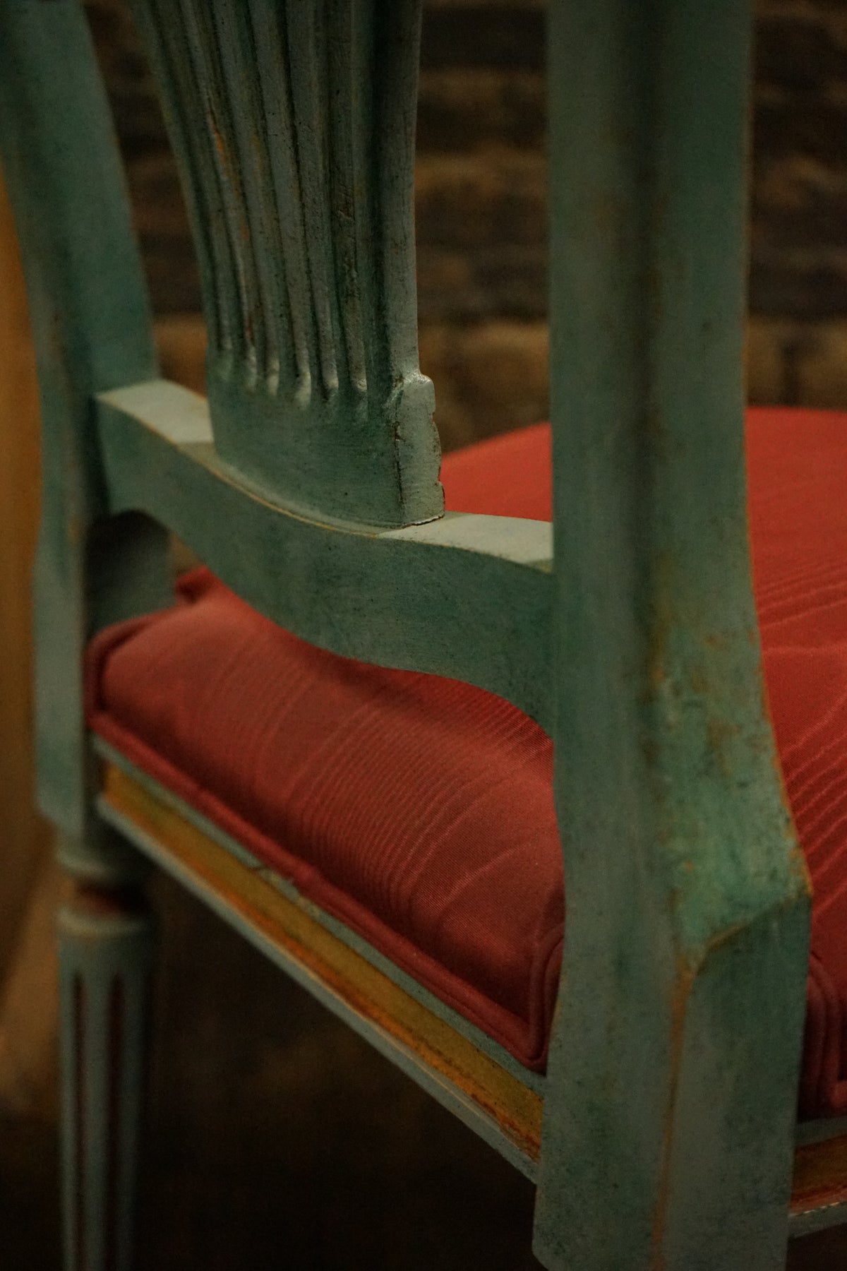 Lovely pair of Louis XVI style Montgolfiere side chairs. They are characterized by a distinctive hot air balloon-shaped backrest - or Montgolfiere. 