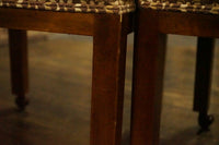 A great set of four John Widdicomb Parsons style dining chairs on castors. This set has its original upholstery. Studio Sonja Milan, Chicago, IL