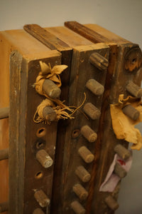 Vertical Wall Sculpture in wood and Leather by Diane Cooper