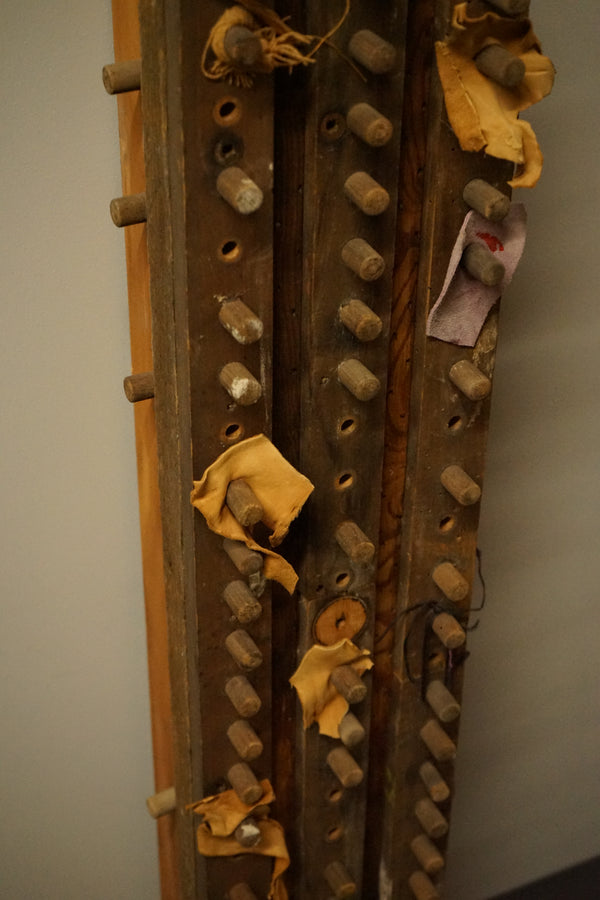 Vertical Wall Sculpture in wood and Leather by Diane Cooper