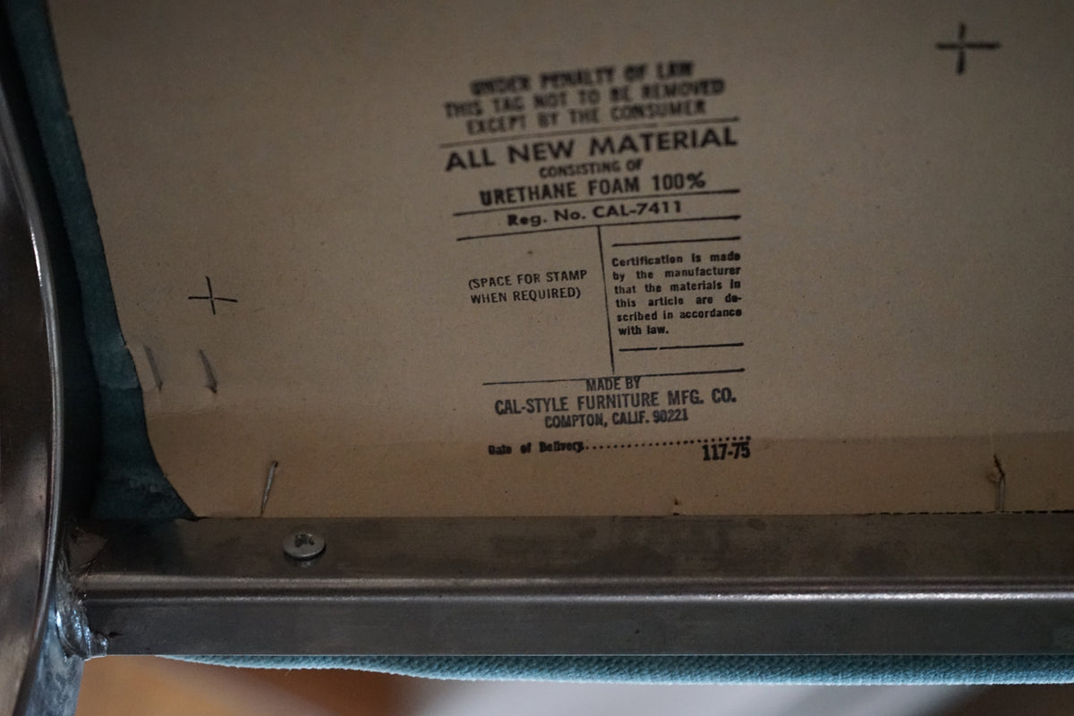 Set of 6 Milo Baughman Style Mid-Century Upholstered Bar Stools with Chrome Bases