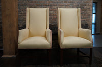 Pair of Slim Upholstered Wingback Chairs attributed to Kittinger