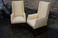 Pair of Slim Upholstered Wingback Chairs attributed to Kittinger