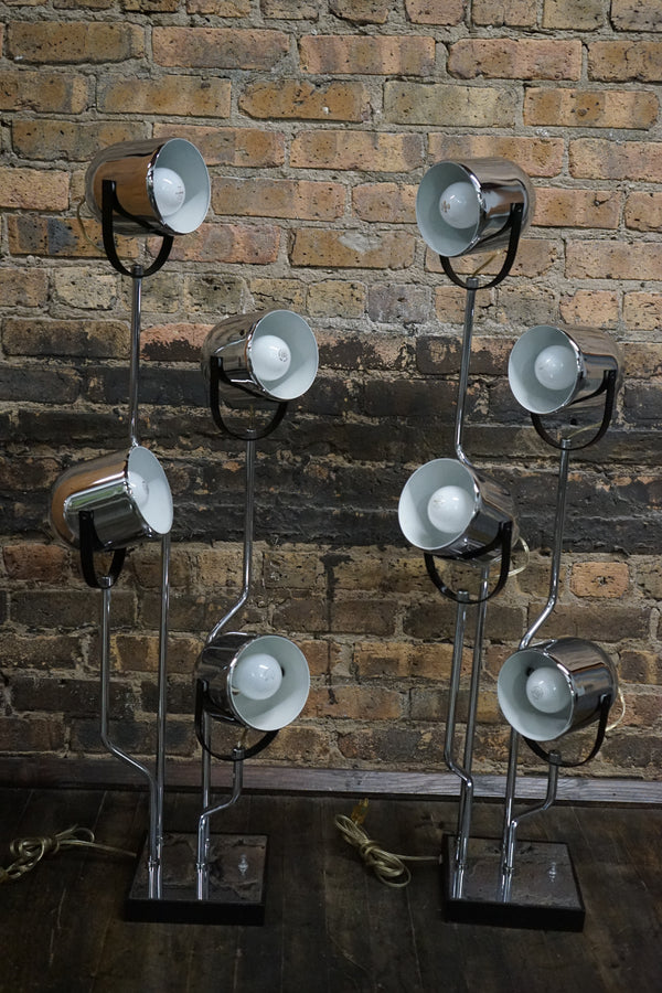 Pair of Goffredo Reggiani 4 Arm Post Modern Chrome Table Lamps