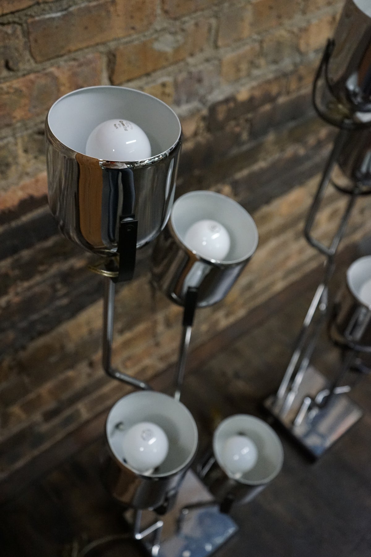 Pair of Goffredo Reggiani 4 Arm Post Modern Chrome Table Lamps