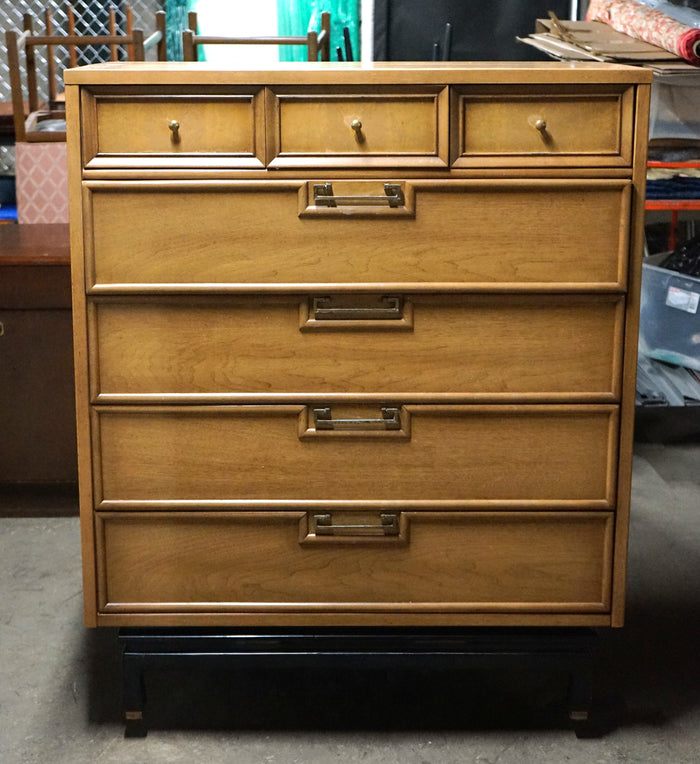 American of Martinsville Mid-Century Highboy Dresser with Chinoiserie Style
