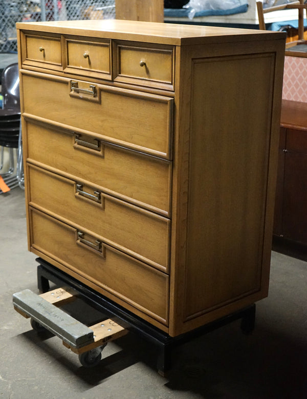 American of Martinsville Mid-Century Highboy Dresser with Chinoiserie Style
