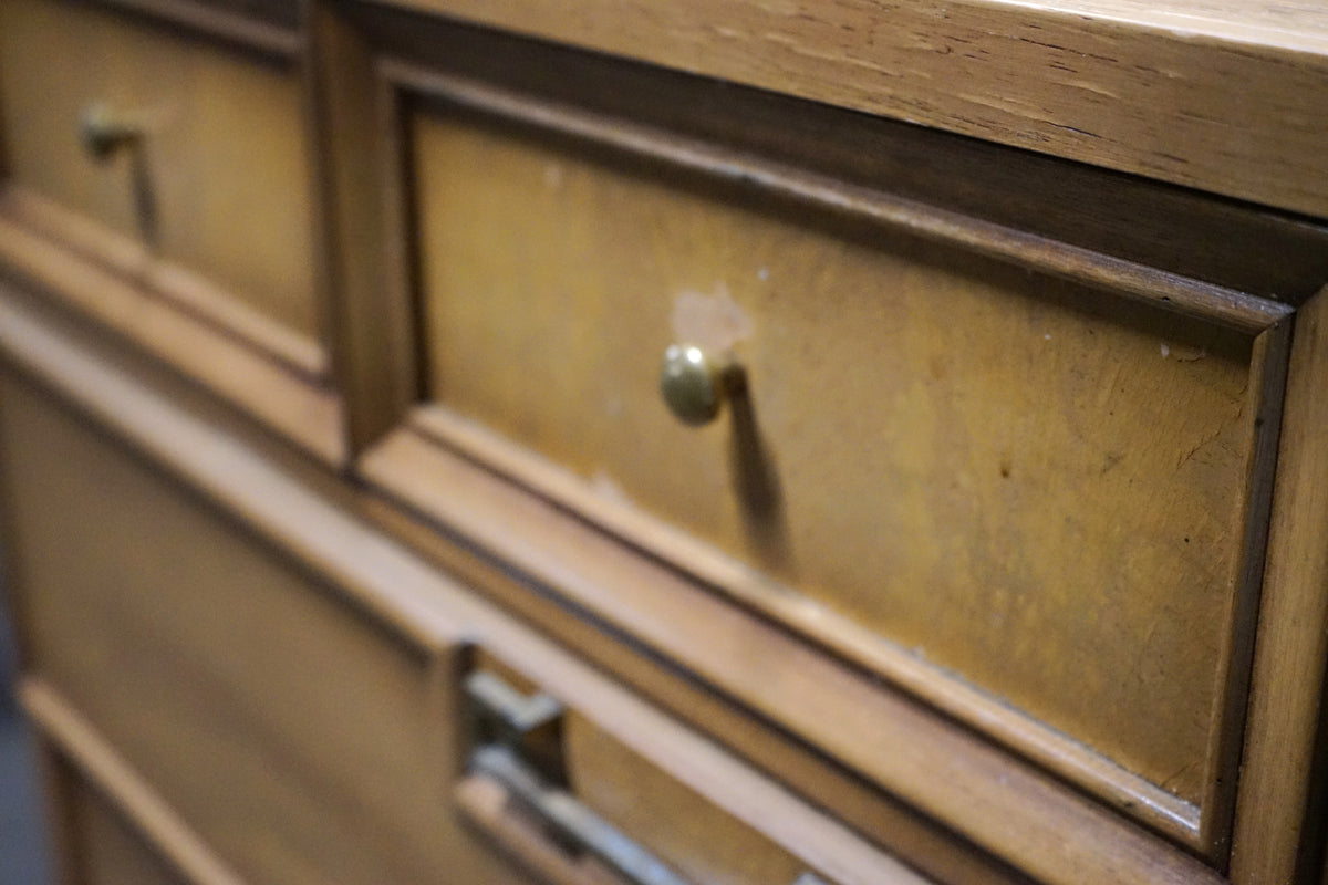 American of Martinsville Mid-Century Highboy Dresser with Chinoiserie Style