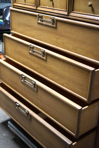 American of Martinsville Mid-Century Highboy Dresser with Chinoiserie Style