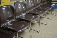 Set of 7 Gerd Lange Stackable Nova Chairs in Brown with Chrome Bases