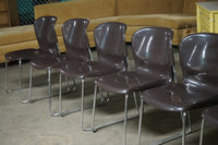 Set of 7 Gerd Lange Stackable Nova Chairs in Brown with Chrome Bases