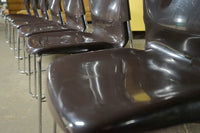 Set of 7 Gerd Lange Stackable Nova Chairs in Brown with Chrome Bases